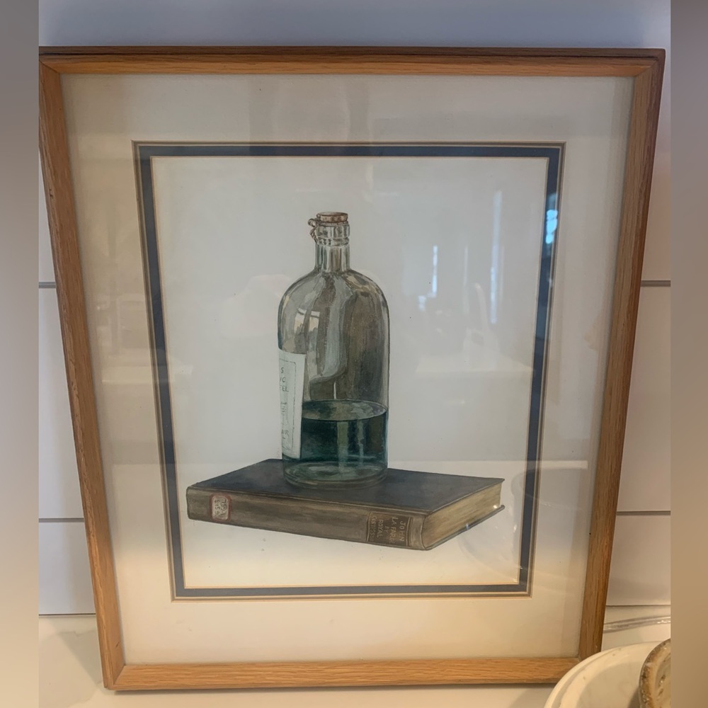 Framed Still Life Print - Bottle on Book